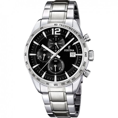 Festina men watch chronograph F16759/4 stainless steel black dial