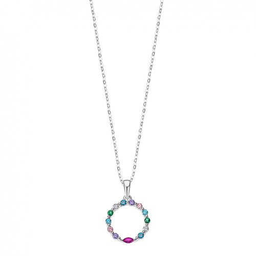 Lotus Silver necklace LP3246-1/1 in sterling silver and colour zircons