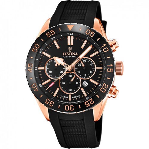 Festina Sport watch F20516/2 Ceramic Chronograph black and rose gold