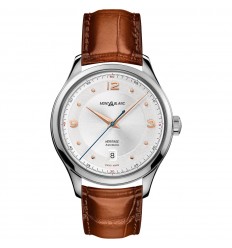 Montblanc Heritage Automatic watch 128672 silver dial leather strap