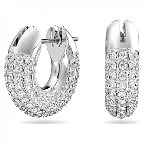 Hoop Swarovski Dextera earrings white crystal rhodium plated 5618306