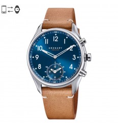 Kronaby Apex Connected Watch 43mm Blue Dial Light Brown Leather Strap S3761/2