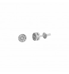 Stud circular earrings 18-carat white gold 18 brilliant cut diamonds