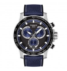 Reloj Tissot Supersport Chrono T1256171705103 negro y azul correa caucho