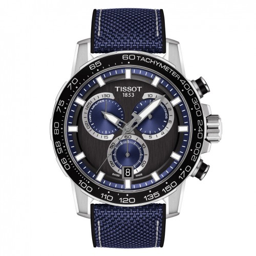 Tissot Supersport Chrono watch T1256171705103 black blue fabric strap