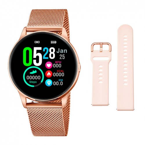Lotus SmarTime correa malla milanesa y silicona en oro rosa 50001/1