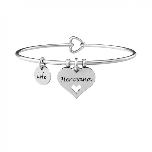 Bracelet with heart sister pendant Kidult family in steel ES731626
