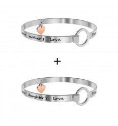 Set of two bracelets mom daughter love Kidult family pendant pink ES731106