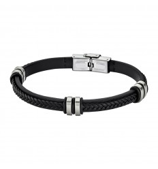 Lotus Style men's steel bracelet black leather and steel LS1829-2/1