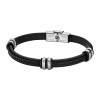 Pulsera Lotus Style hombre acero cuero negro y acero LS1829-2/1