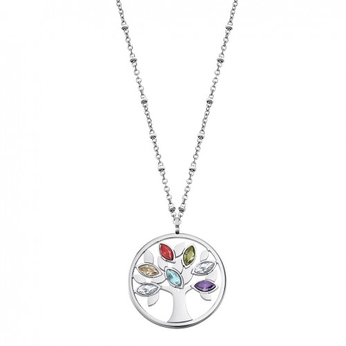 Lotus Style women necklace LS2192-1/1 tree in steel and colored zircons