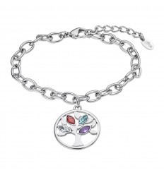 Lotus Style tree of life bracelet in steel and zircons LS2192-2/1