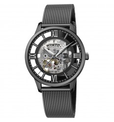 Festina men's automatic Skeleton watch F20535/1 black milanese strap