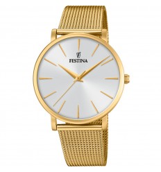 Festina woman watch F20476/1 white dial gold milanese mesh steel strap