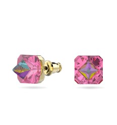 Swarovski Chroma stud earrings octogonal pink crystal gold plated 5614062