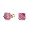 Swarovski Chroma stud earrings octogonal pink crystal gold plated 5614062