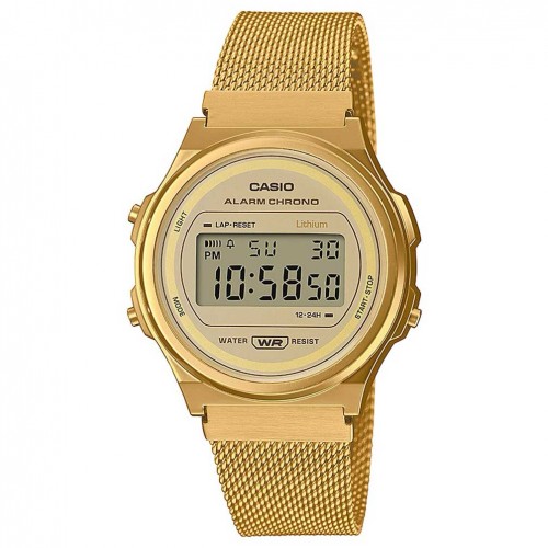 Casio Vintage watch gold color milanese bracelet A171WEMG-9AEF
