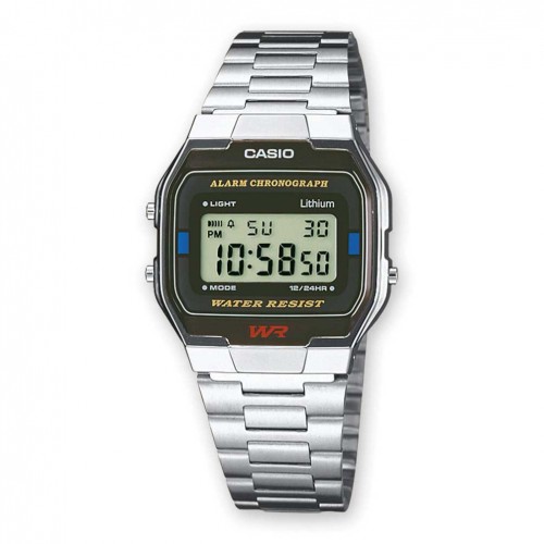 Casio Vintage watch with stainless steel bracelet silver case A163WA-1QES
