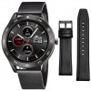 Lotus Smartime watch grey mesh steel and black leather strap 500011/1