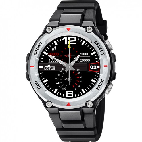 Reloj Lotus SmarTime con GPS 50024/2 correa negra bisel plateado