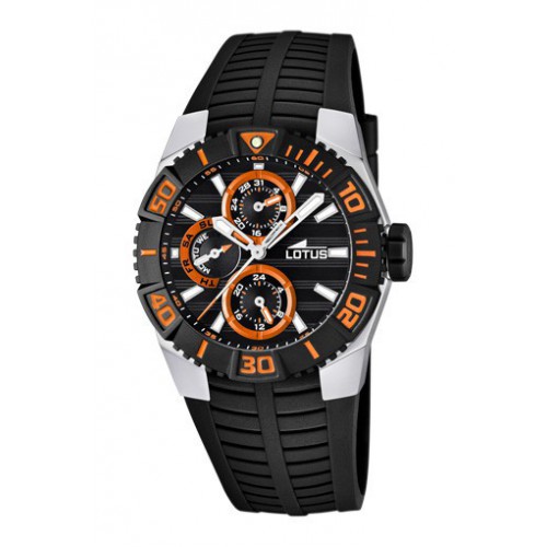 Lotus Marc Marquez multifunction black and orange dial watch 15779/7