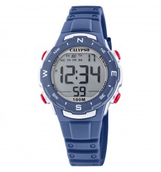 Reloj Calypso Digital Crush K5801/5 niño color azul correa caucho