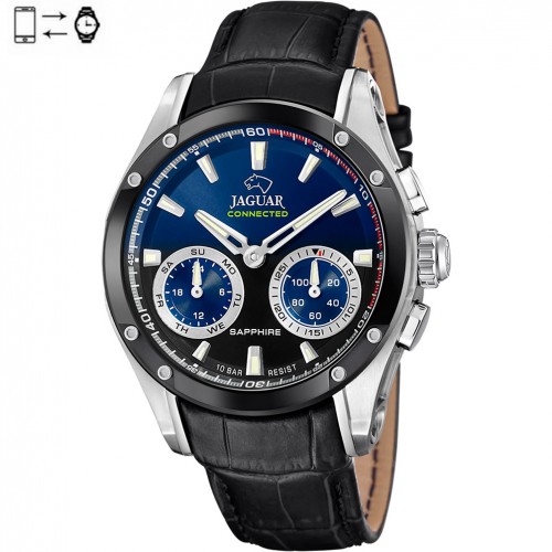 Rellotge connectat Jaguar esfera blava i corretja de pell negra special edition J958/1