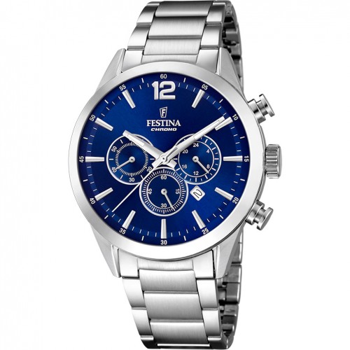 Festina man watch Timeless chronograph F20343/7 blue dial steel strap
