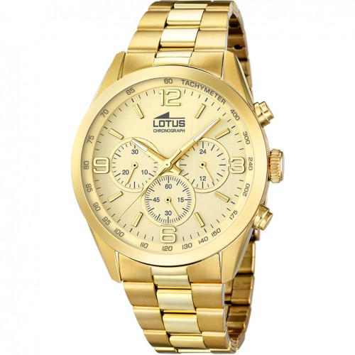 Reloj cronógrafo Lotus Minimalist color oro 18153/2 con cristal mineral