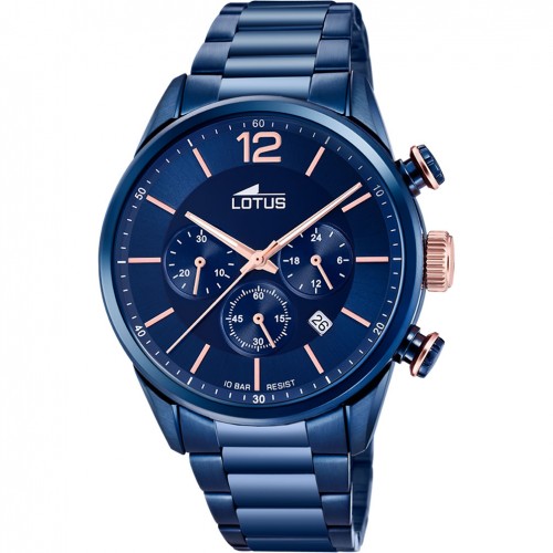 Reloj Lotus cronógrafo con brazalete y esfera en color azul 18680/2