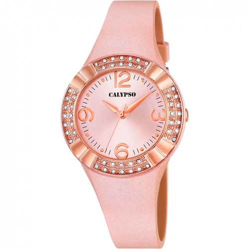 Reloj Calypso mujer Trendy K5659/2 esfera rosa correa de caucho rosa