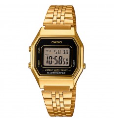 Casio Vintage braçalet en acer inoxidable daurat i esfera en negre LA680WEGA-1ER