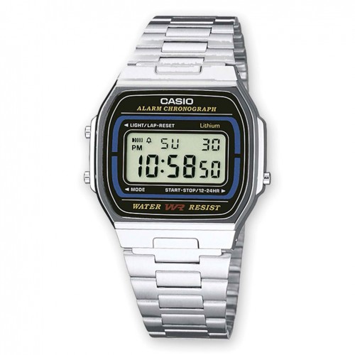 Casio Vintage brazalete acero inoxidable caja color plata reloj A164WA-1VES