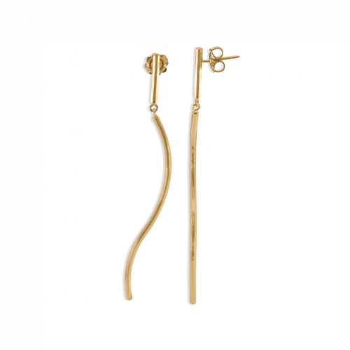 18-carat yellow gold long and rigid earrings