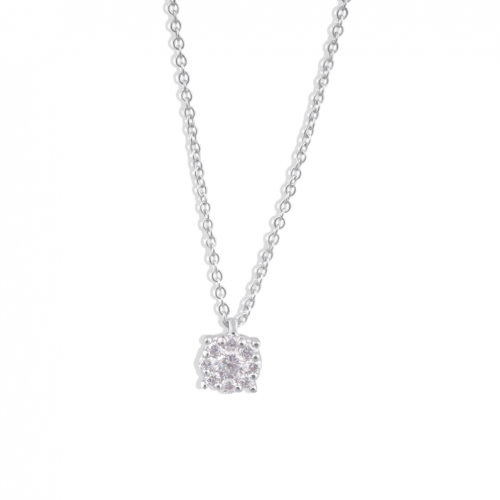 Penjoll forma circular en or blanc de 18 quirats 9 diamants talla brillant