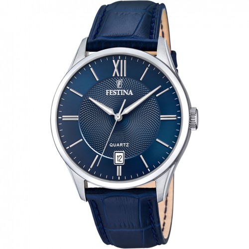 Festina Classics men's watch F20426/2 blue dial blue leather strap