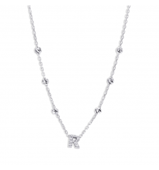 Colgante letra R con 11 diamantes en oro blanco 18 quilates