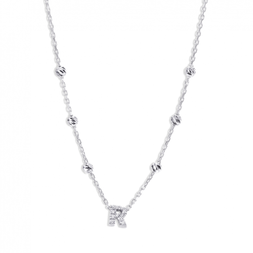 Collar en oro blanco de 18 quilates con colgante con diamante circular