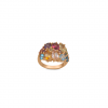 18-carat rose gold ring with 14 multicolored semi-precious stones