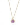 Circular amethyst and 15 diamonds pendant in 18-carat rose gold