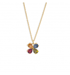 Pendant with 4 multicolored semi-precious stones in 18-carat rose gold