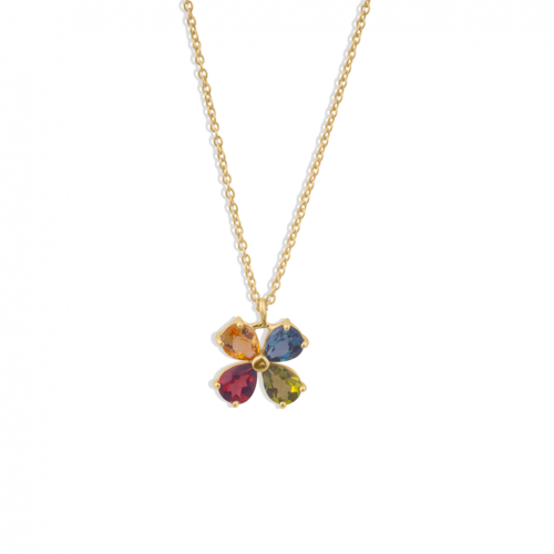 Pendant with 4 multicolored semi-precious stones in 18-carat rose gold