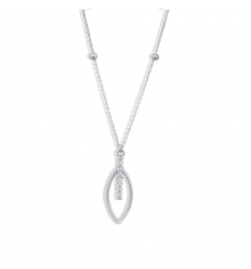 Drop-shaped pendant in 18-carat white gold with 8 diamonds