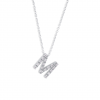 Colgante letra M con 17 diamantes en oro blanco 18 quilates