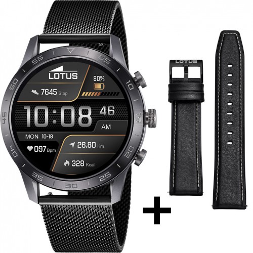 Lotus 50048/1 smartwatch black color steel bracelet and leather strap