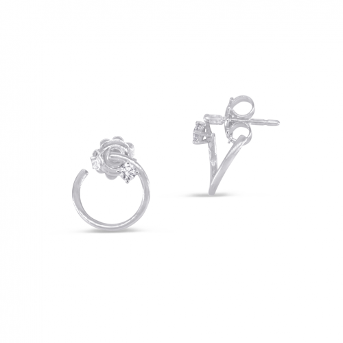 Pendientes aro en oro blanco de 18 quilates con dos diamantes
