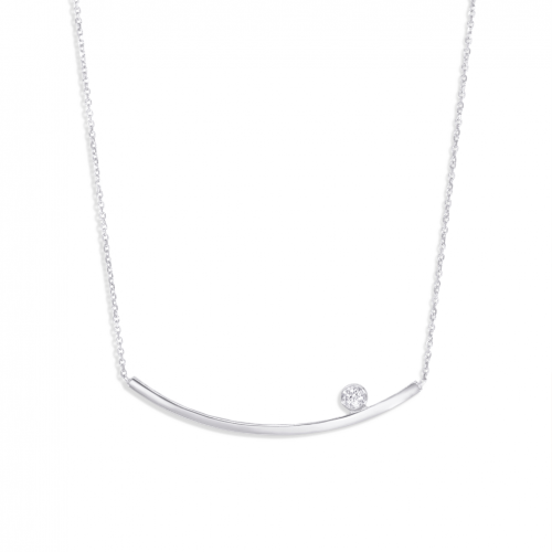 18 carat white gold necklace with one brilliant cut diamond