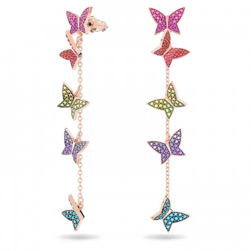 Swarovski Lilia earrings butterfly multi-colored rose gold tone plating