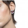 Swarovski Chroma stud earrings octogonal pink rhodium plated 5600627