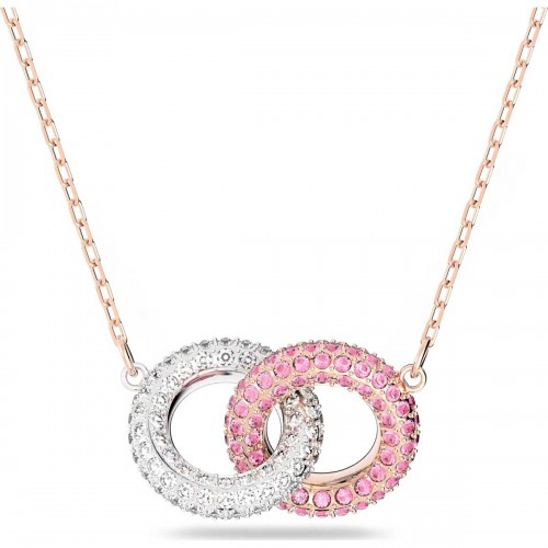 Collar Swarovski Stone cristales rosa y blanco baño oro rosa 5642884